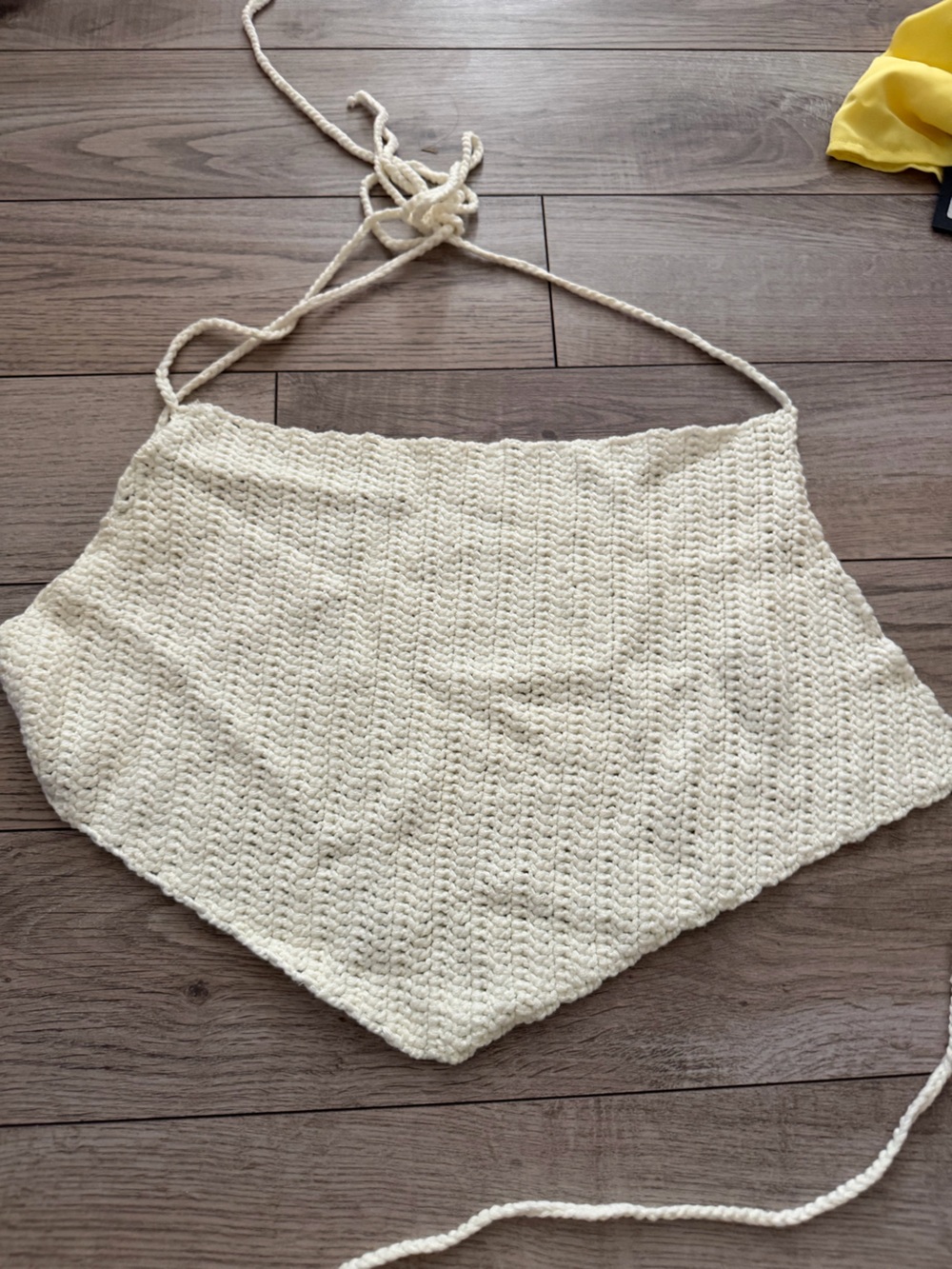 Princess Polly Cream Backless Crochet Triangle Halter Top